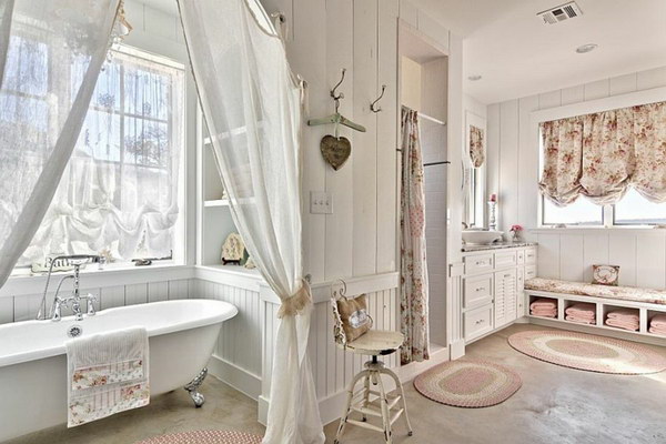 Comfy Shabby Chic Bathroom In White With Claw Foot Bathtub 