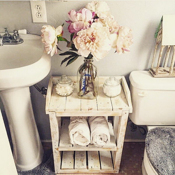 Shabby Chic Wood Pallet Bathroom Shelves 