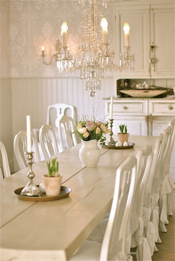 Shabby Chic Dining Room Ideas Awesome, Shabby Chic Dining Room Lighting
