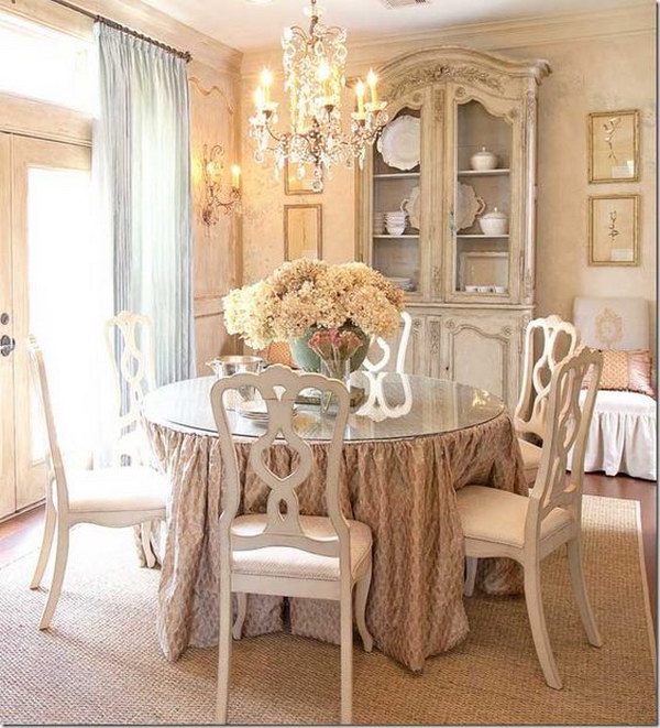 Vintage Hanging Chandelier Over The Dining Table. 