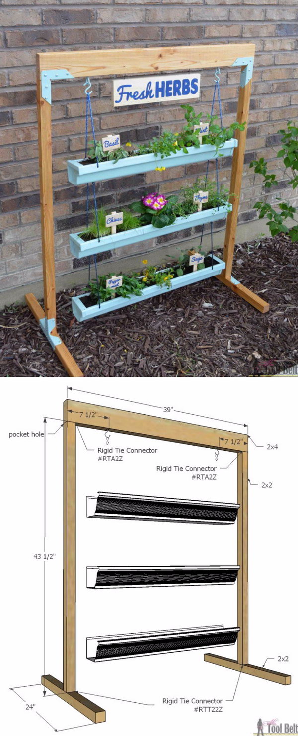 DIY Hanging Gutter Planter and Stand 