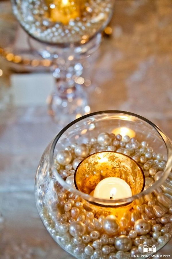 Budget Pearls Decorated Centerpieces 