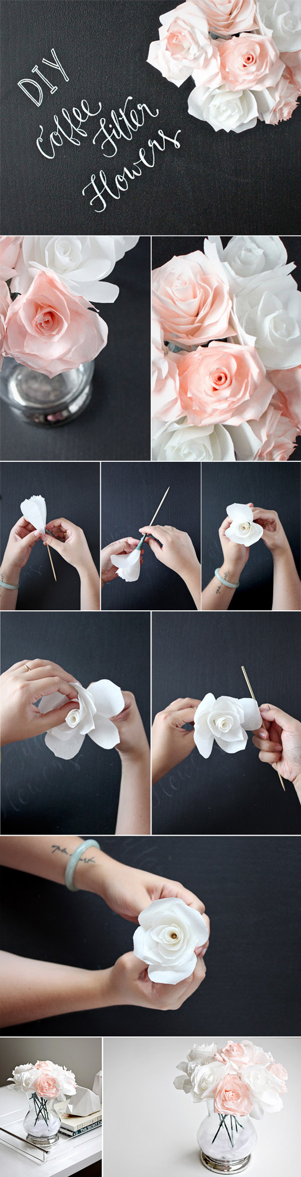 Easy Coffee Filter Flowers Centerpieces 
