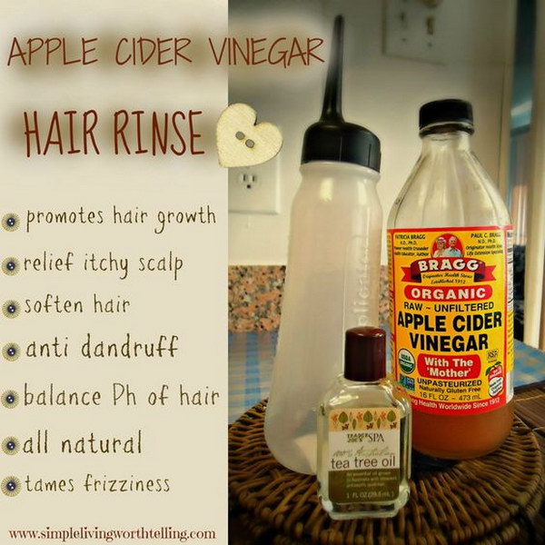 Rinse your hair with apple cider vinegar for stronger and healthier hair. 
