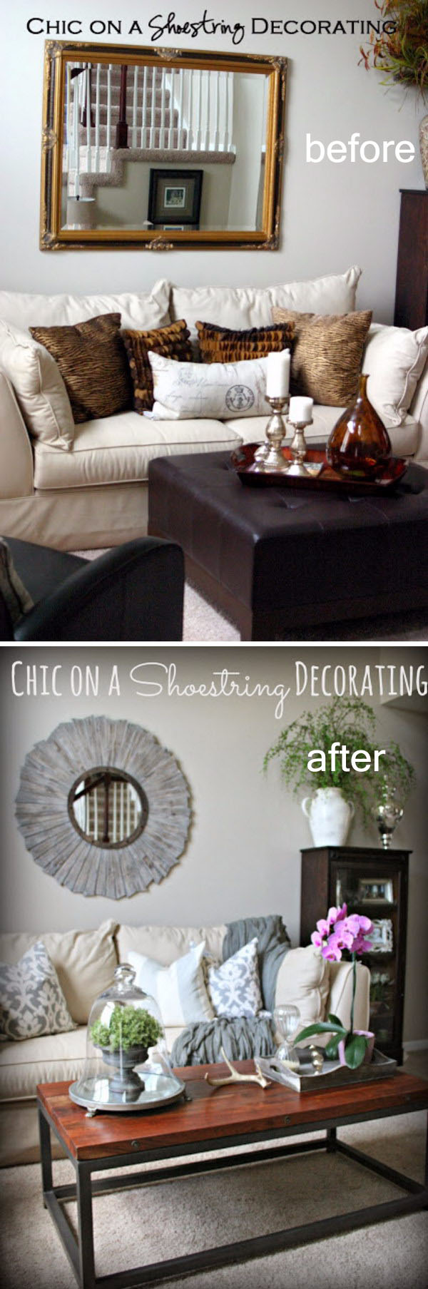 Living Room Makeover From Brown to Gray. 