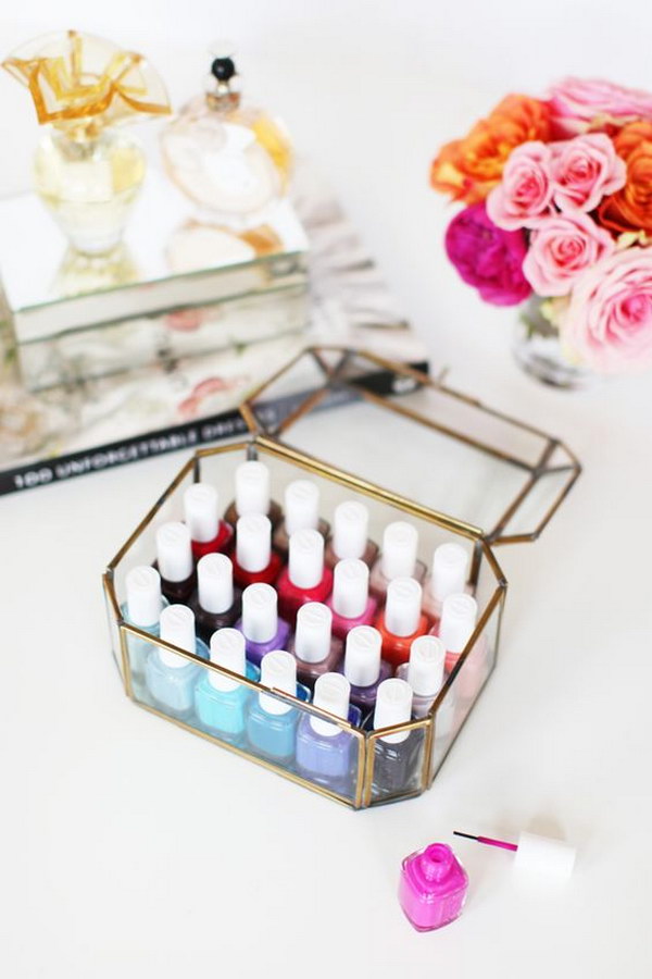 Use A Jewelry Box For Nail Polishes Storage 