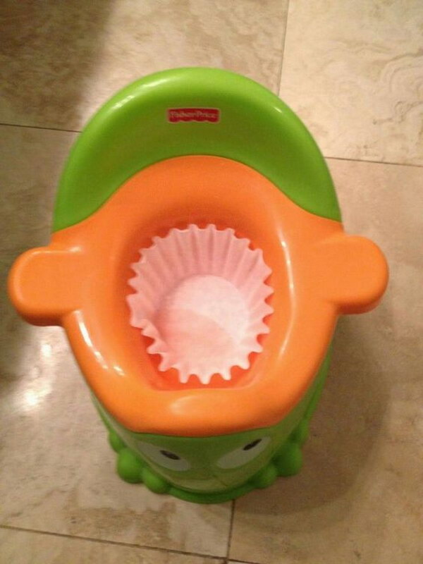 Put a coffee filter in your kid's potty to make cleanup easier. 