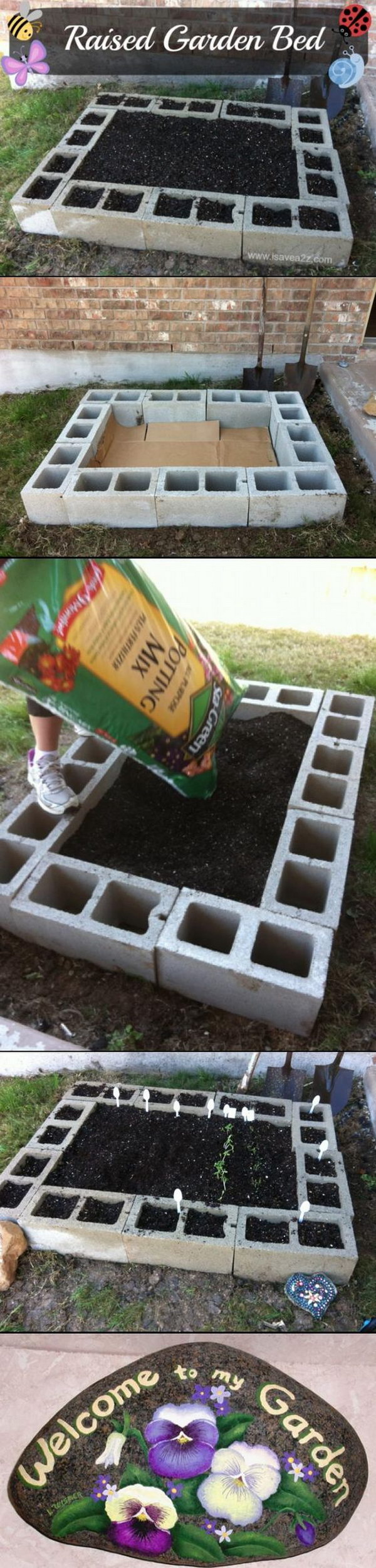 Raised Bed Garden Made Out Of Cinder Blocks. 