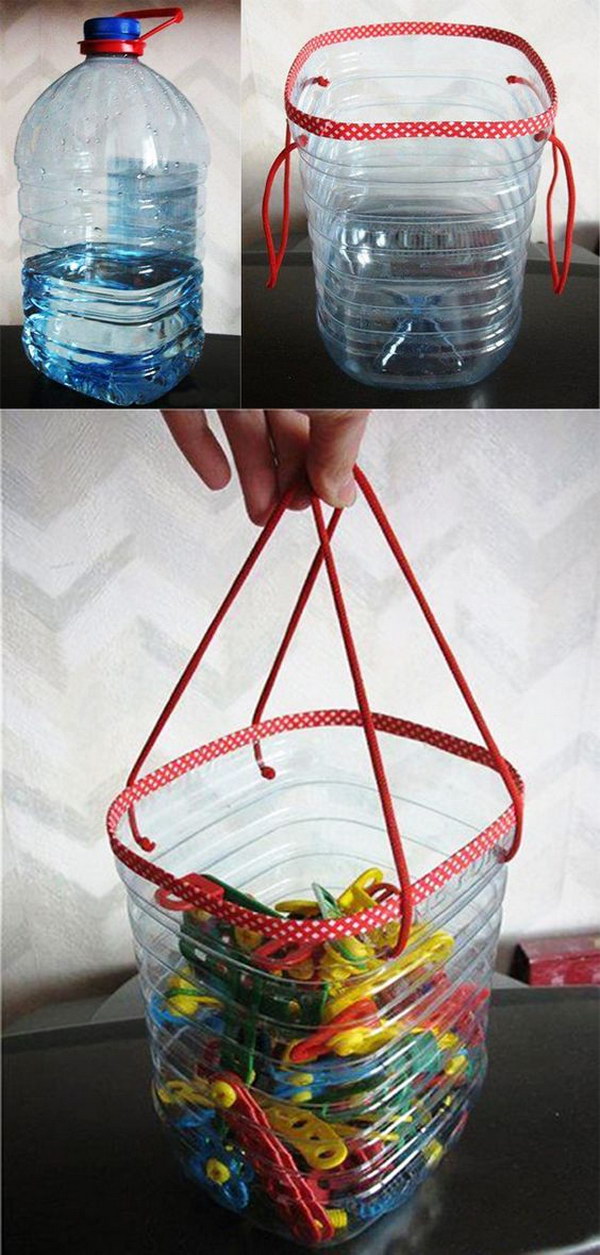 DIY Plastic Bottle Toy Basket. 